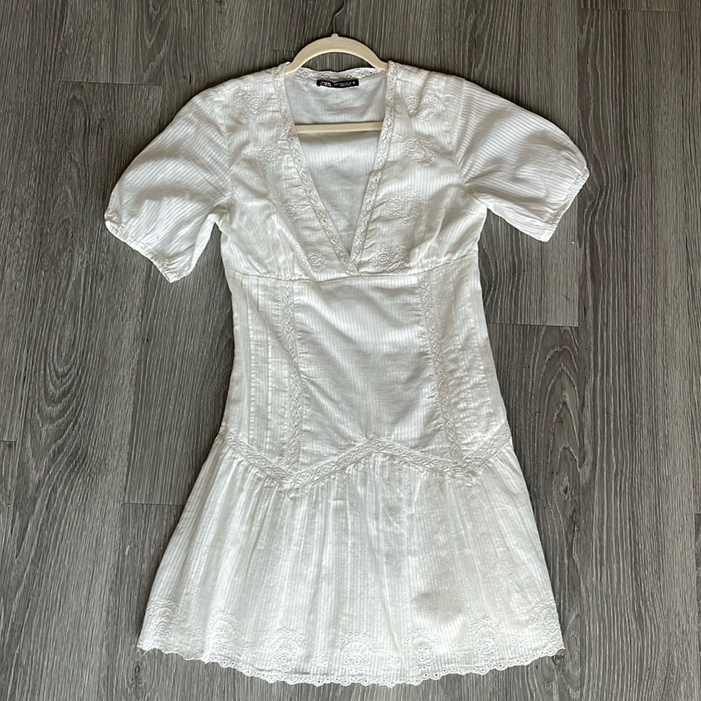 Zara Dress With Open Work Embroidery Size Small